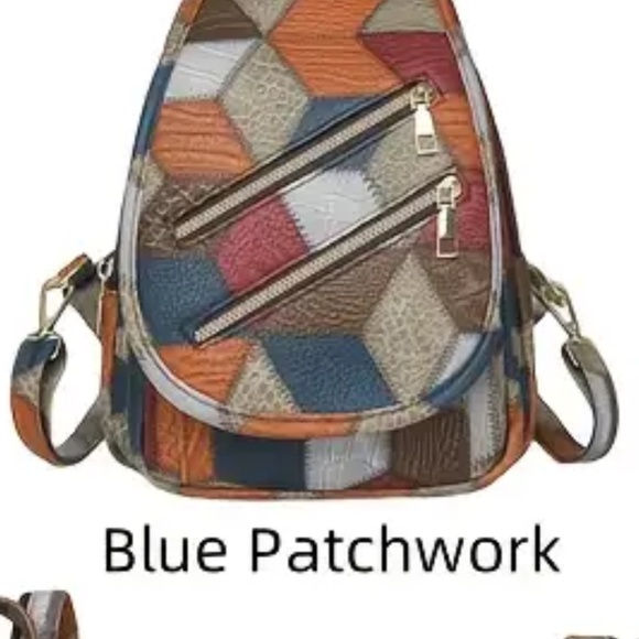 Multicolor Geometric Women’s Backpack~Versatile Convertible Shoulder Tote~NEW - Picture 5 of 7